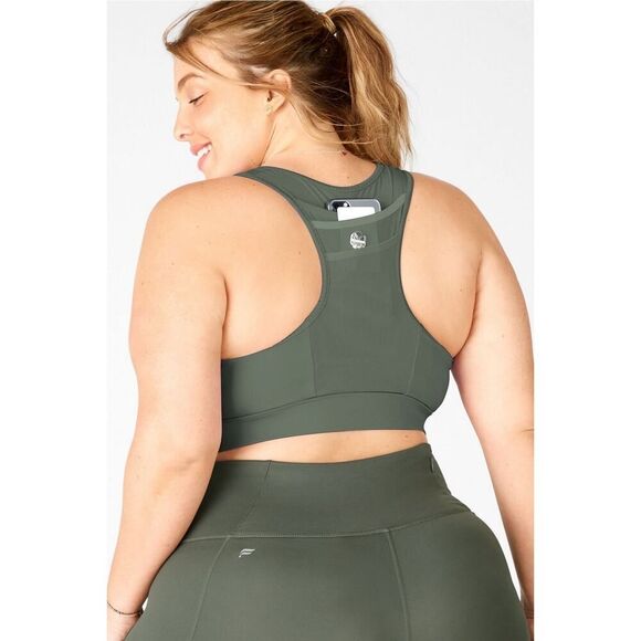 Fabletics Forest Green High-Neck Sports Bra - Picture 3 of 8